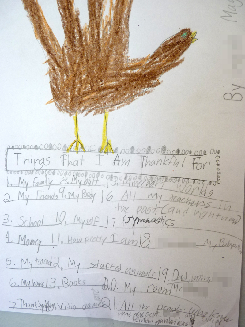 Illustration for article titled My Kid’s Insane List Of Reasons To Be Thankful, Annotated